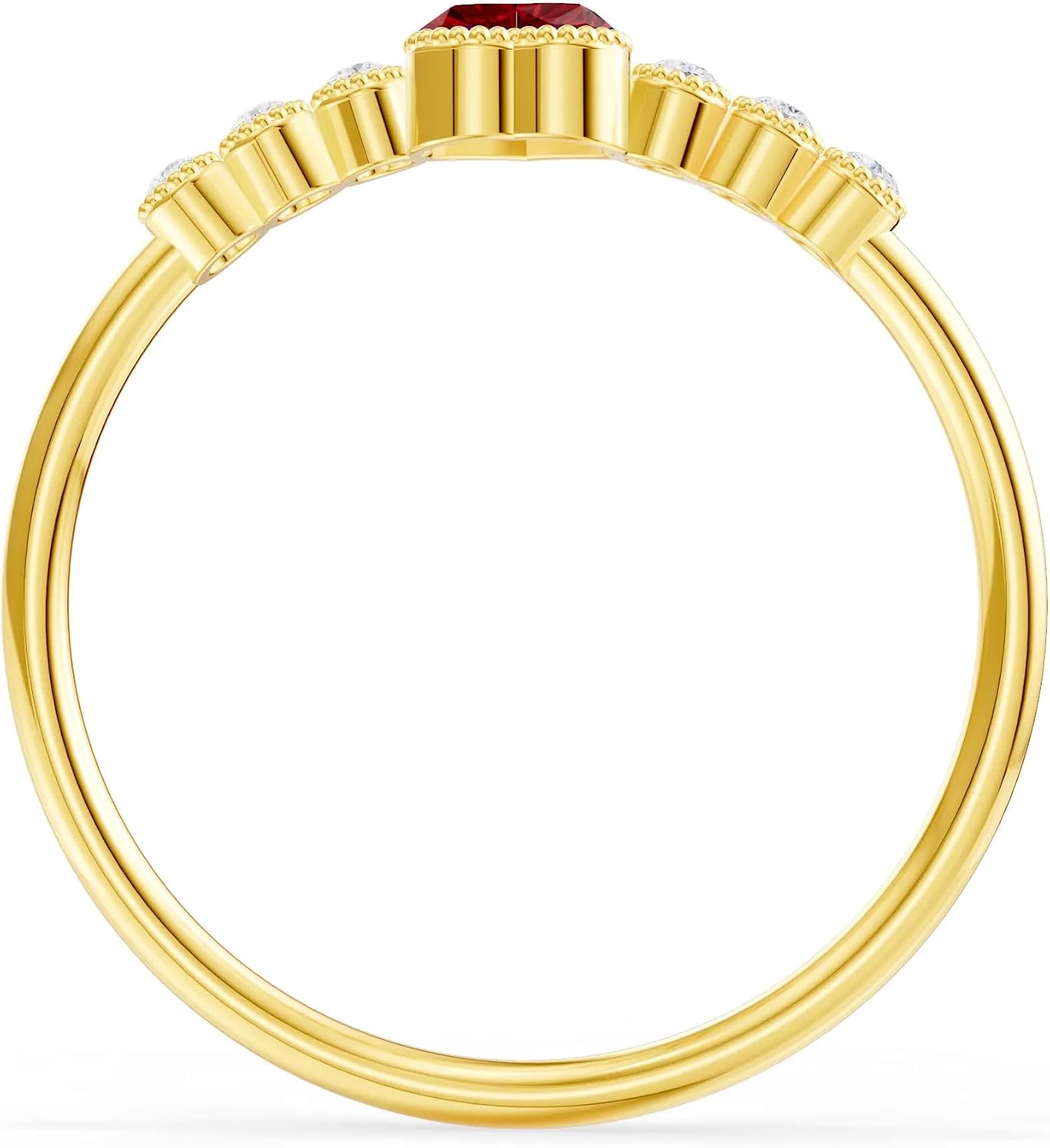PEORA Heart Shape Cut Garnet Stackable Band Available in Solid 10K, 14K or 18K Ring – White, Yellow or Rose Gold