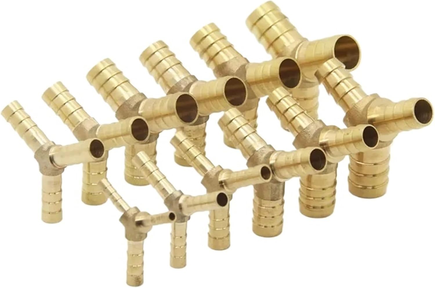 1pc Brass Barb Pipe Fitting tee joint connector For 4mm 5mm 6mm 8mm 10mm 12mm 16mm 19mm hose copper Pagoda Water Tube Fittings(10mm)