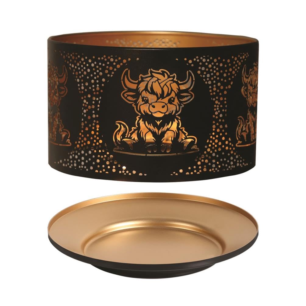 Aroma Candle Shade & Tray Set 15Cm BlackHighland Cow from B&Q