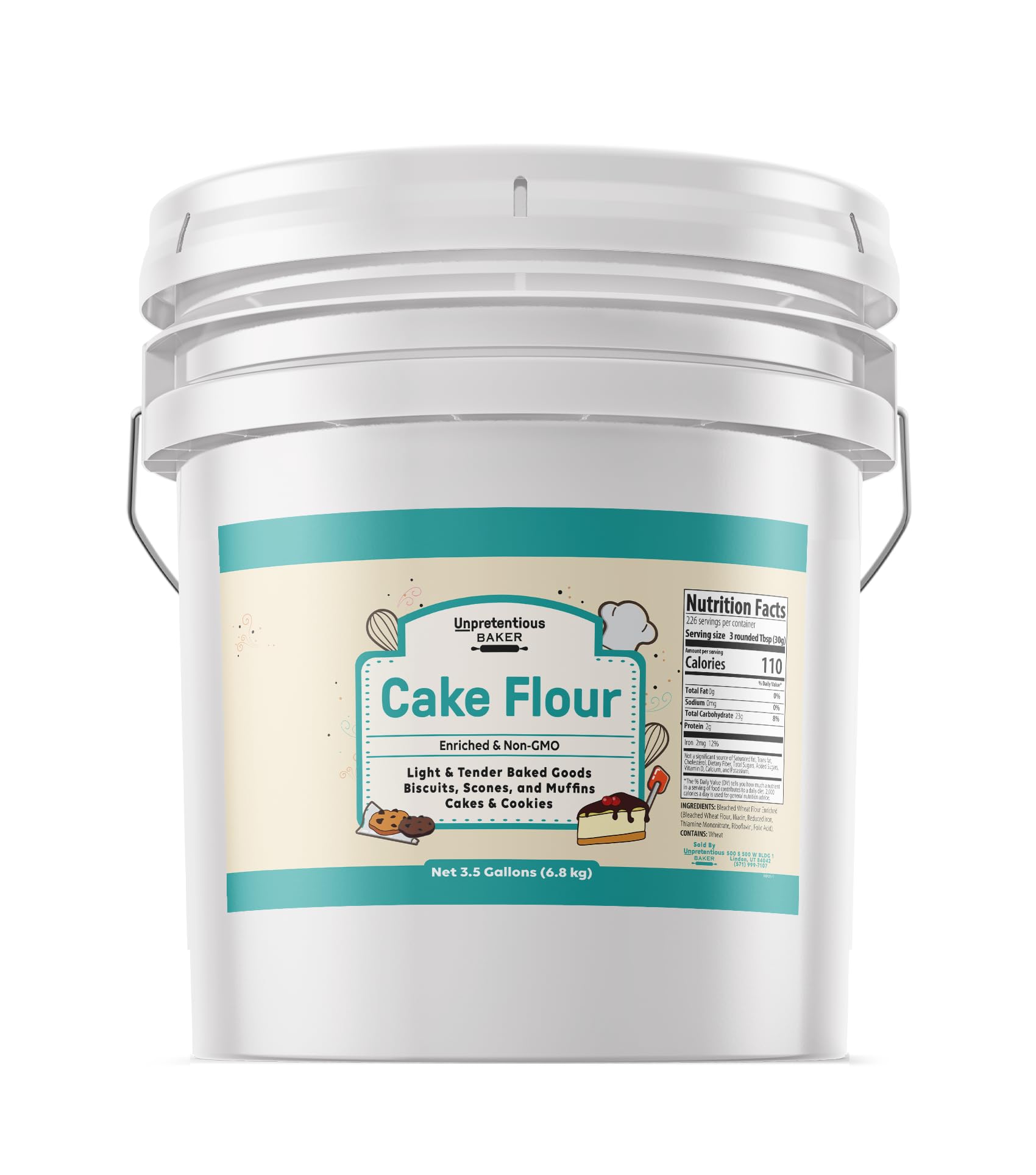 UnpretentiousCake Flour, 3.5 Gallons, Great For Cakes, Biscuits, Scones, Muffins