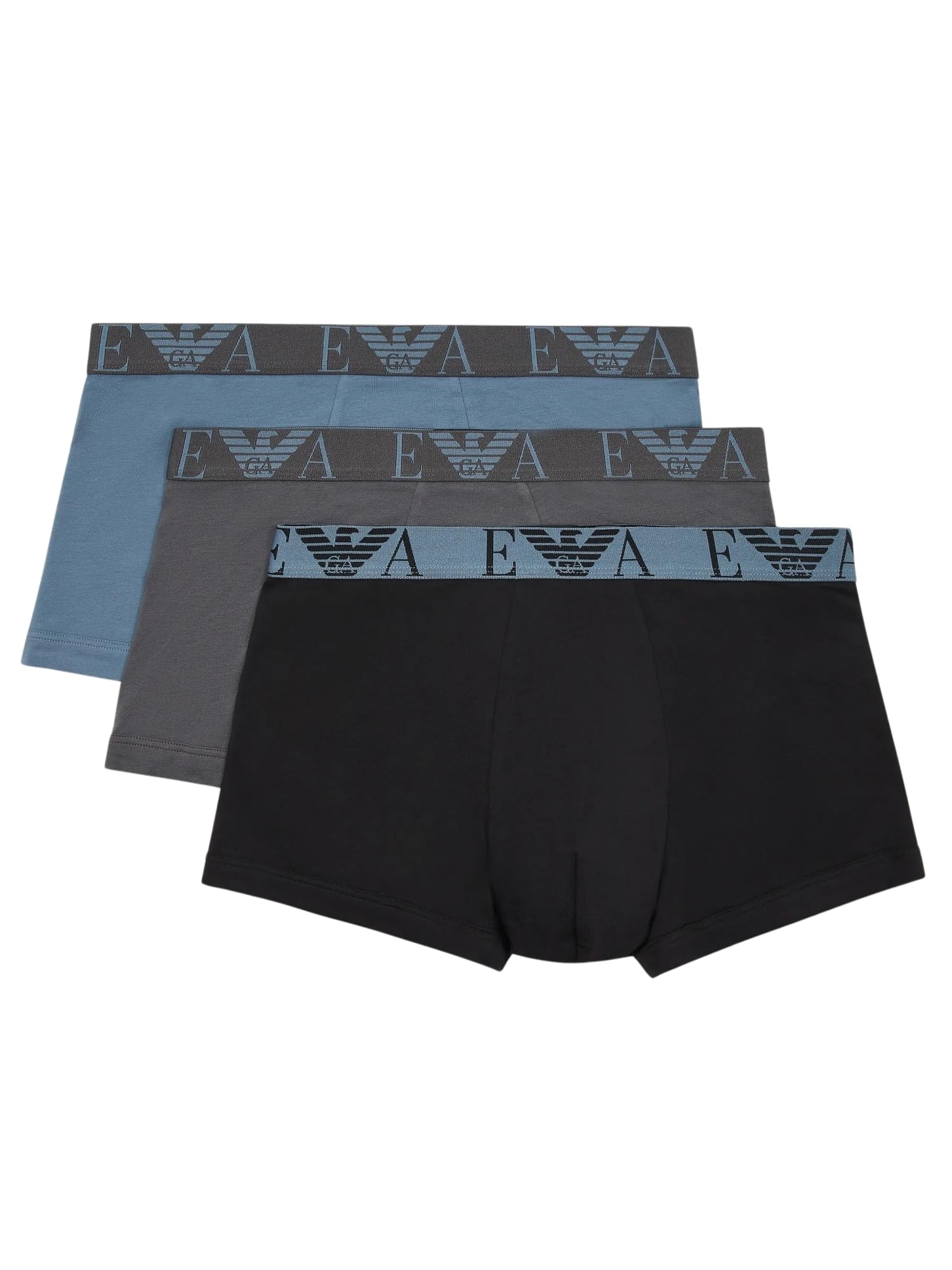 Emporio Armani Men' Blue 3-Pack Logo Trunks in Size S, Sports Direct