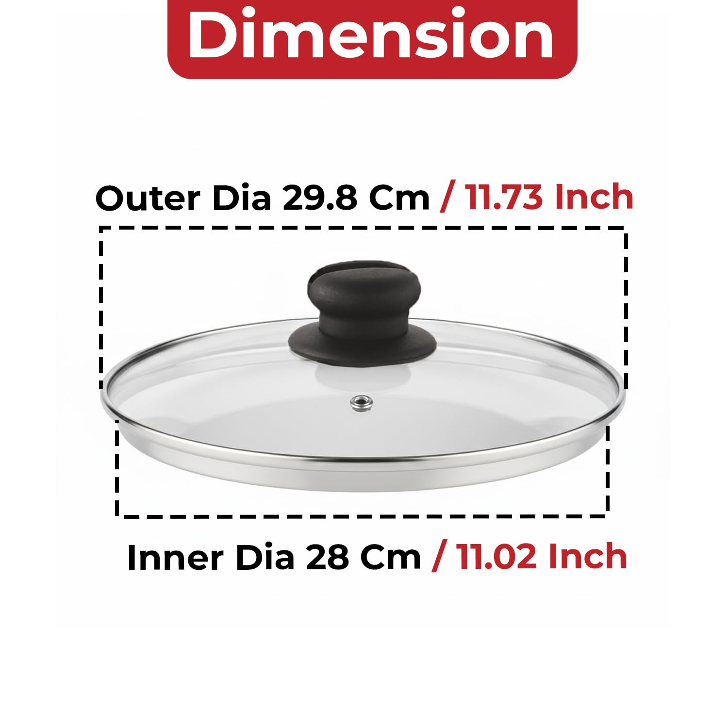 HAZEL Glass Lid - Cookware Lid for Kadai & Pans -3 HAZEL Glass Lid - Cookware Lid for Kadai & Pans -3