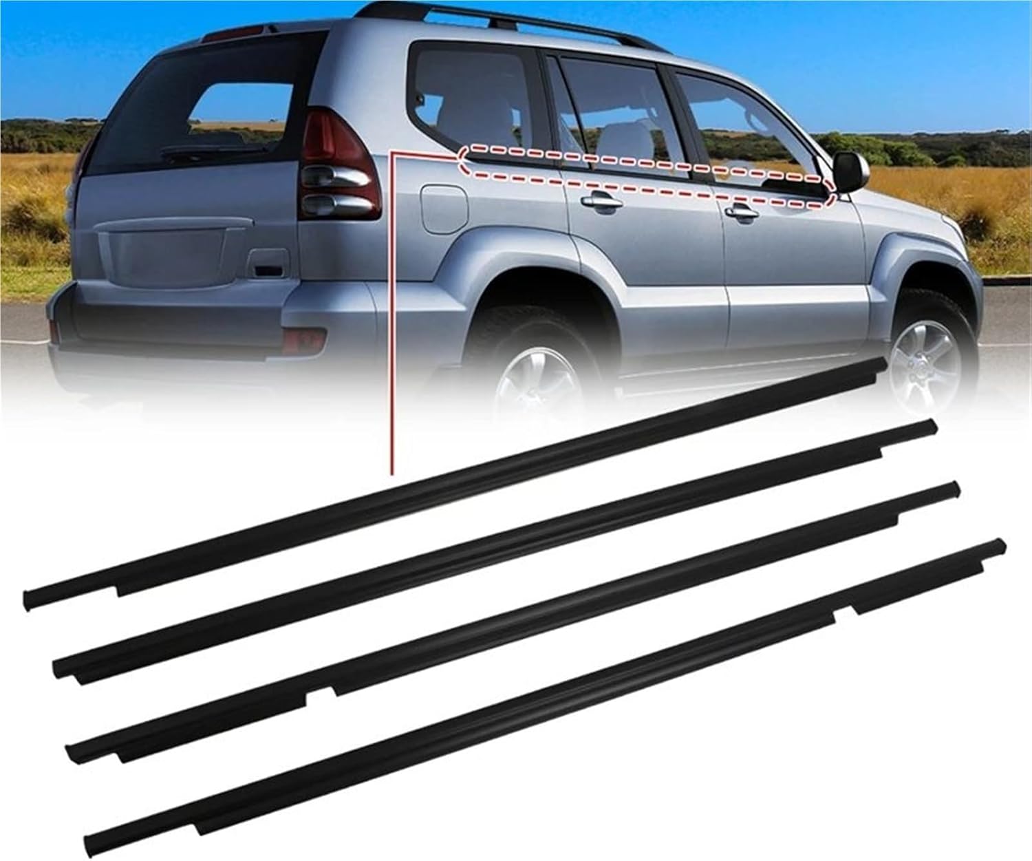 窓ガラス外側シールベルト 車の外側の窓ウェザーストリップトヨタ用土地用クルーザープラド 120 シリーズレクサス GX470 200