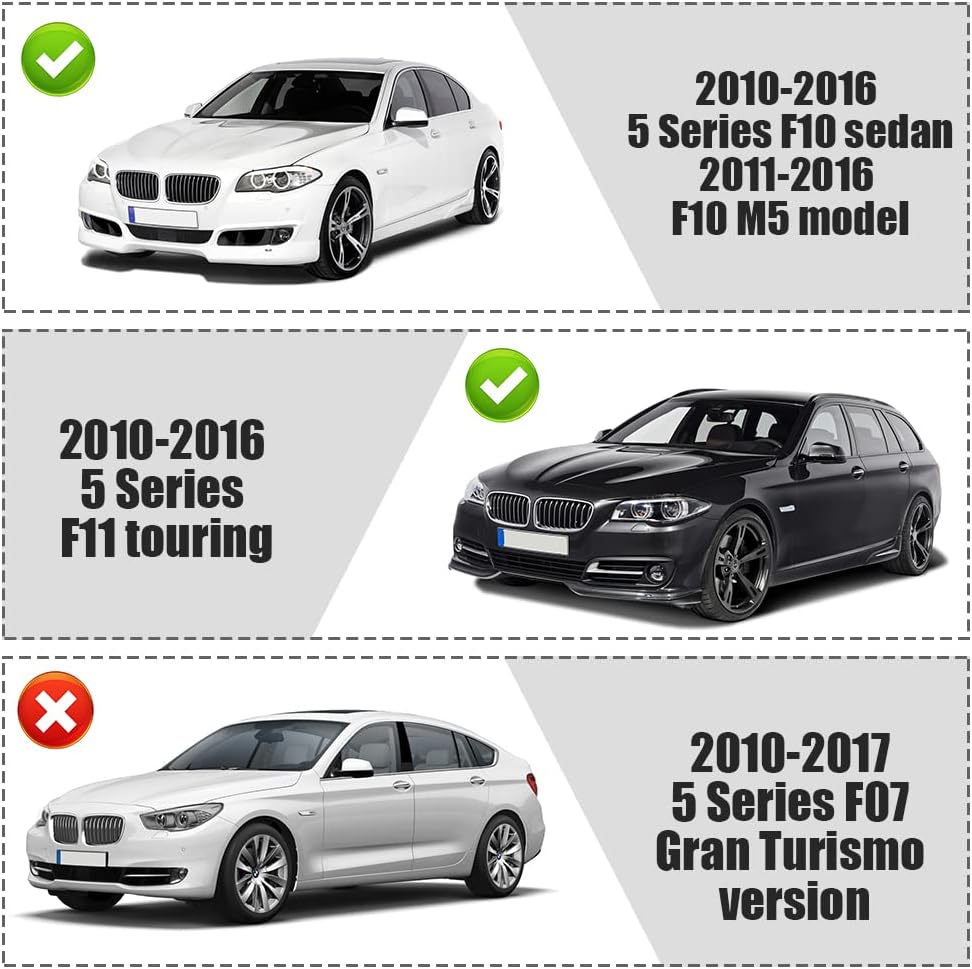 sportuli Front Replacement Kidney Grille Grill Compatible with BMW 5 Series F10 F11 F18 M5 (Gloss Black)