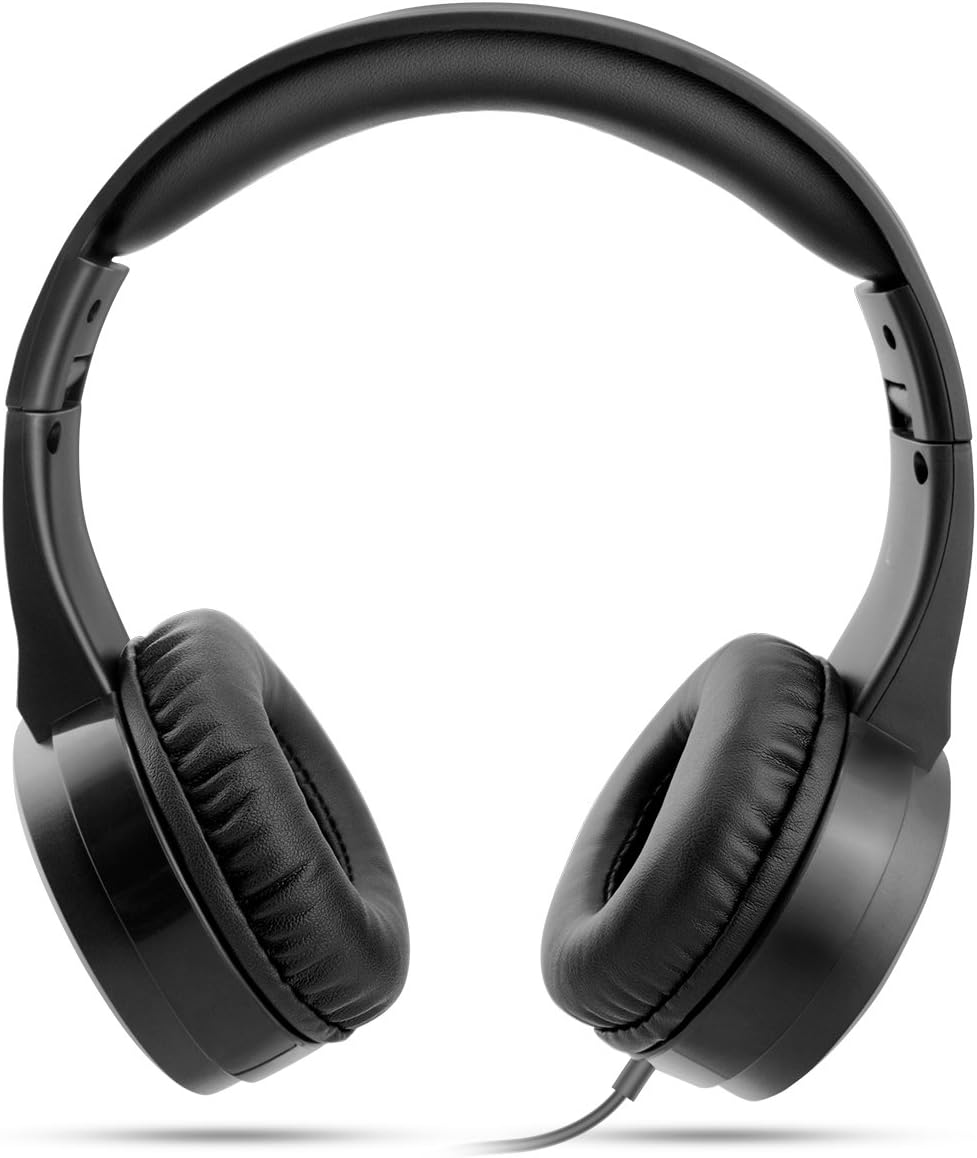 J-EARLE USB Gaming Headset Lightweight Stereo Wired Foldable Over-Ear Headphones with Adjustable Headband & Microphone Noise Cancelling & Volume Control for PC Laptop Computer (Black)