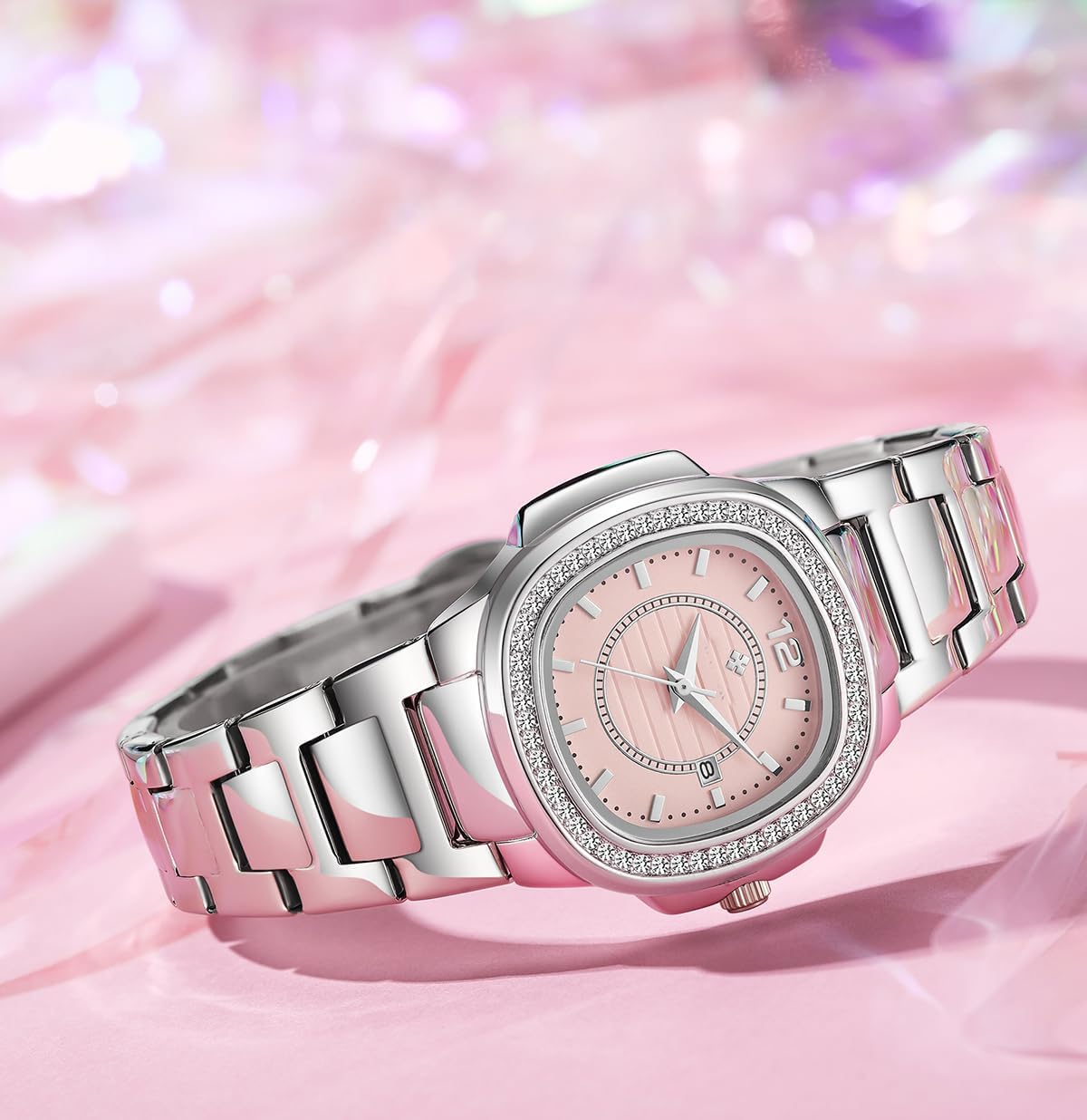 Women's Watches Fashion Square Dial Stainless Steel Waterproof Date Diamond Ladies Dress Wristwatches - Image 2