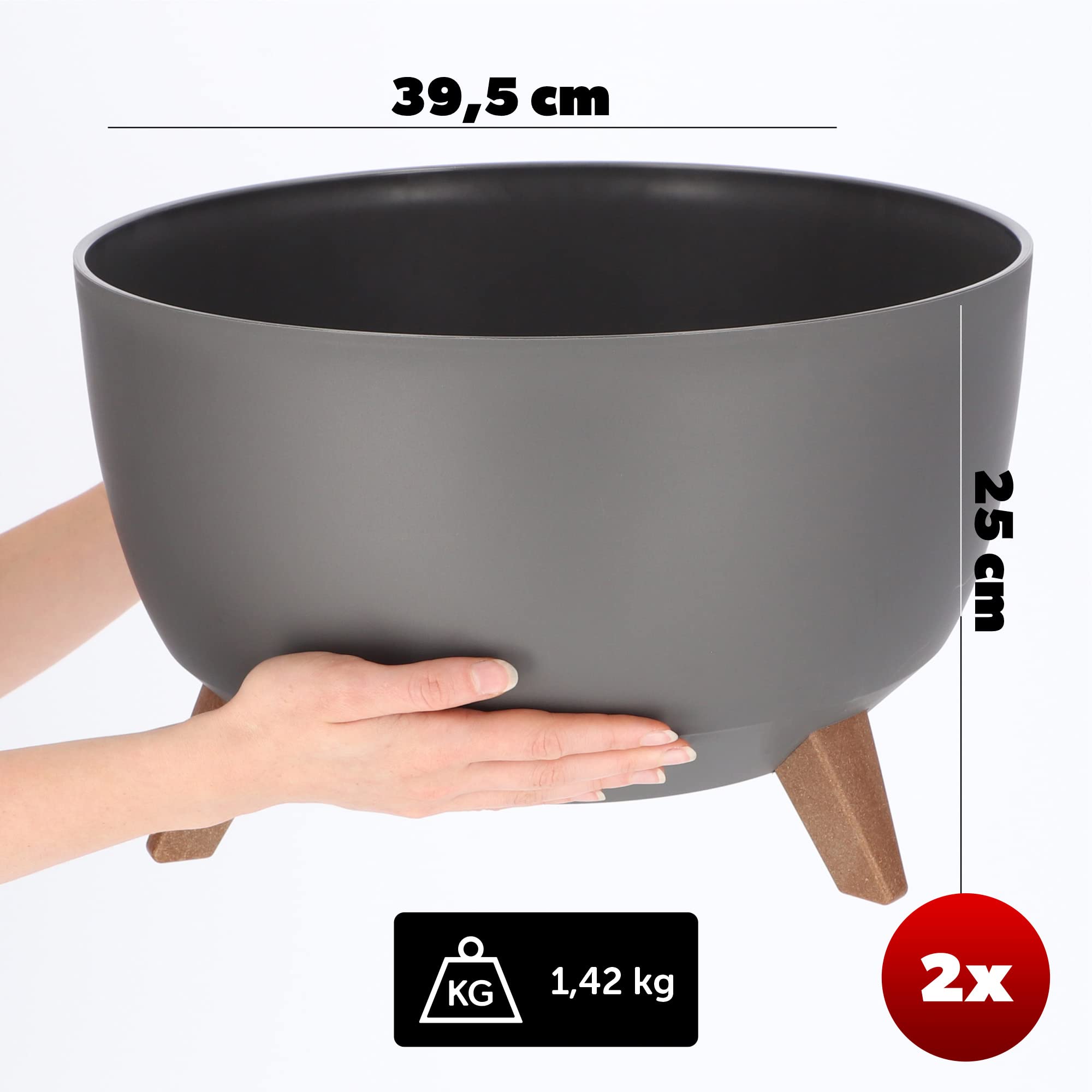 KADAX Vaso Per Piante Con Inserto Interno, Fioriera Rotonda In Plastica Per Interni Ed Esterni Verde 21 Cm K9923 83765890