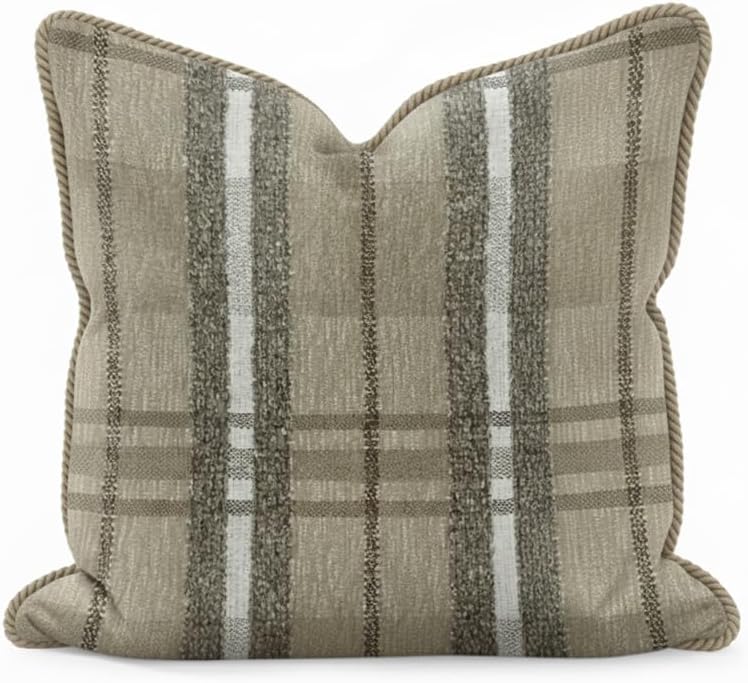 Howard Elliott Collection Roper Decorative Throw Pillow with Plaid Polyester Fabric, Removable Zipper Cover and Down Filled Insert for Sofa or Bed, 20x20 Inch, Midnight