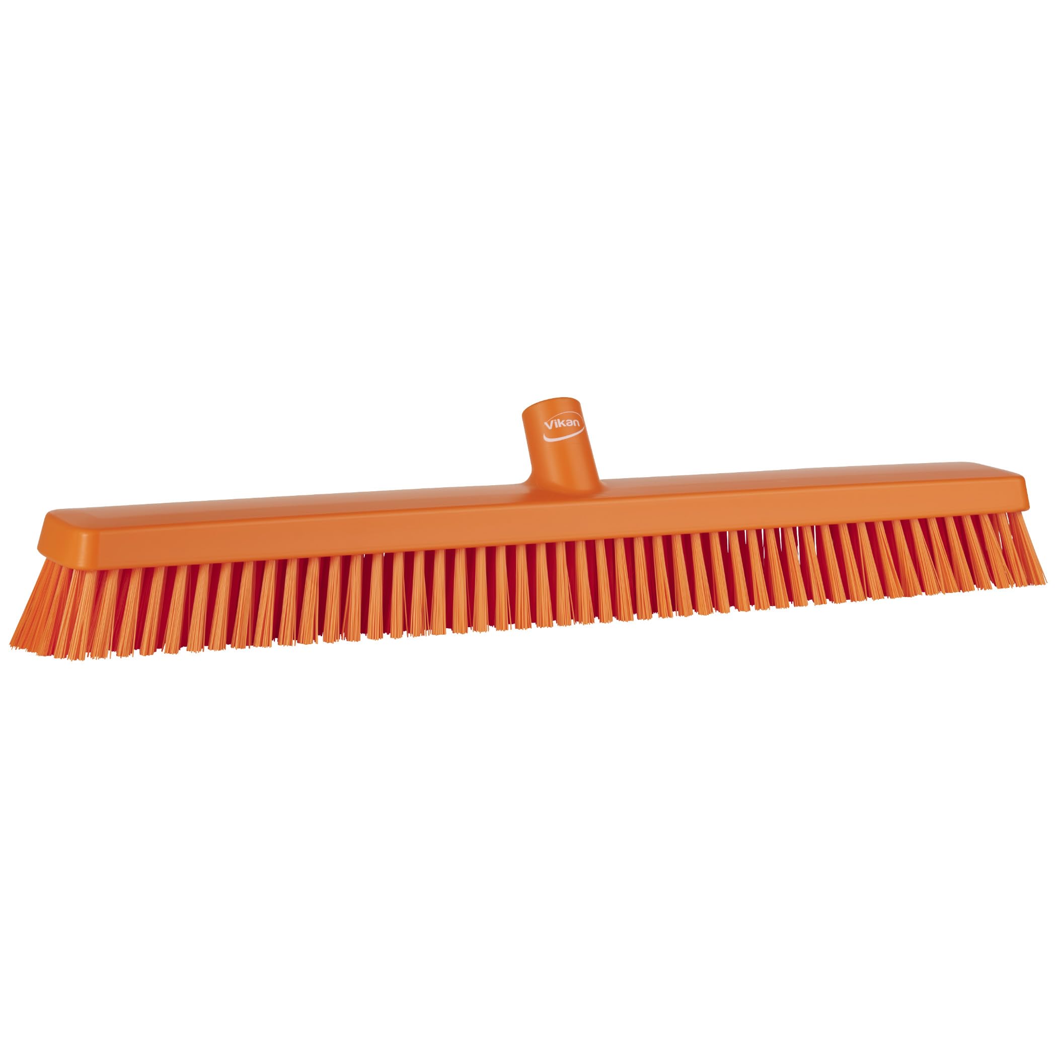 Vikan 31957 Escoba de Empuje Resistente de 24 Pulgadas, Suave/rígida, Naranja