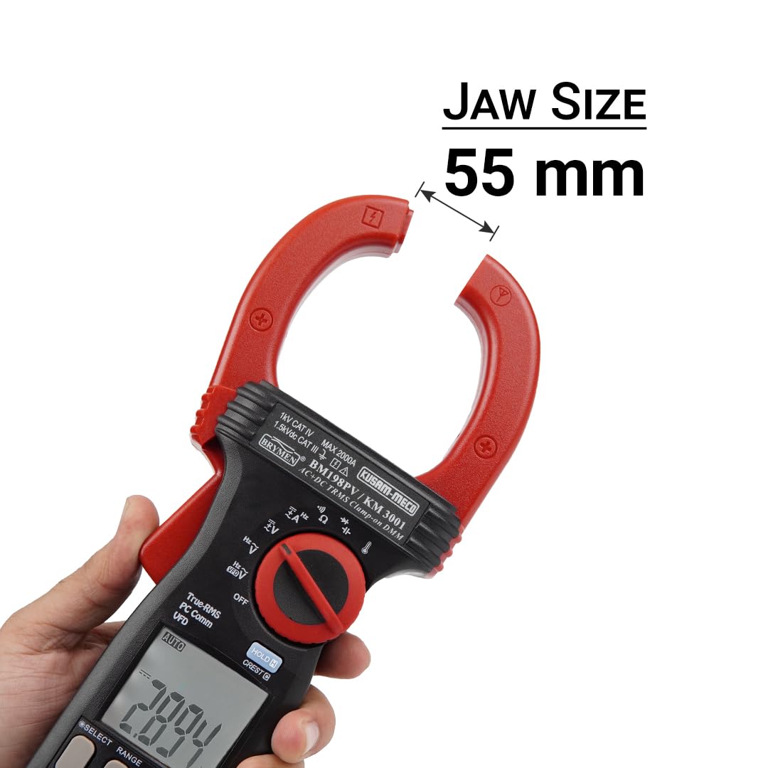KUSAM-MECO AC/DC TRMS Clamp-On Multimeter with VFD, EF-Detection, PC Interface For Solar Application 2