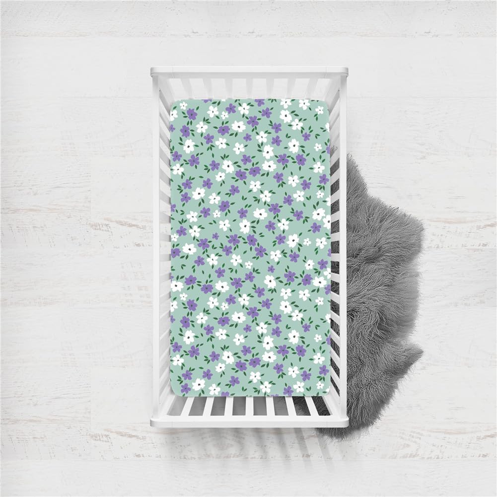 Odot Cot Bed Sheets, Bedside Cribs Fitted Sheets for Boys and Girls, Baby Bed Sheets Cot Bed Mattress Protector, Bassinet Sheets, Easy Care Soft and Dureable (160x80cm,Floral G)