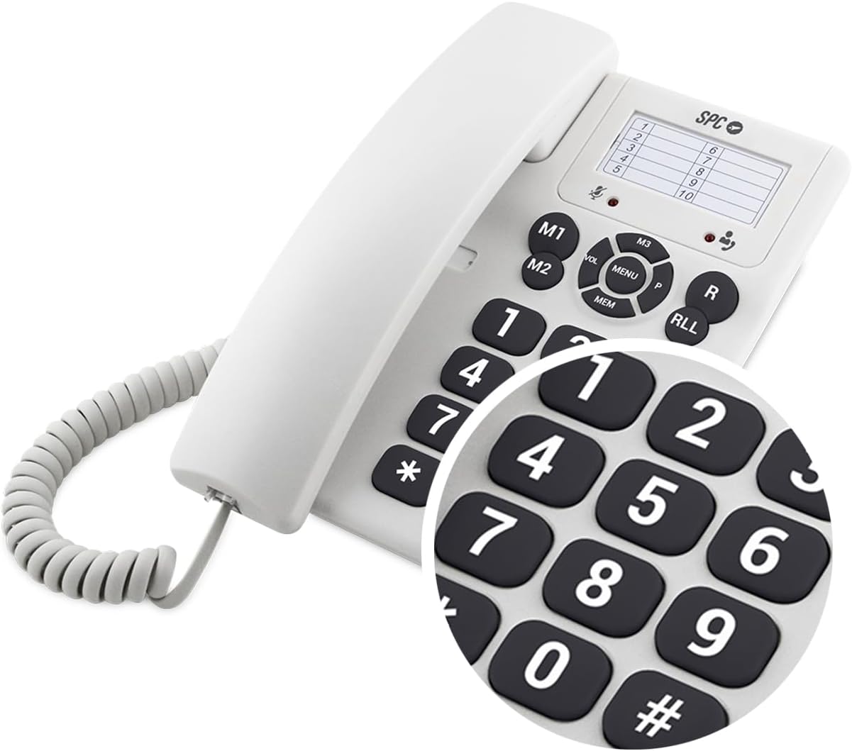 Close-up of SPC Original telephone buttons