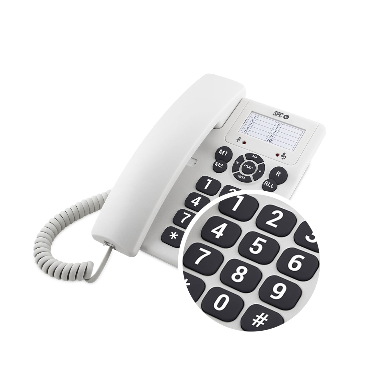 SPC Original – Teléfono Fijo sobremesa o Pared, con Teclas Grandes y fácil de Usar, 3 memorias directas, Volumen de Timbre Extra Alto, función de rellamada, Color Blanco — view 3