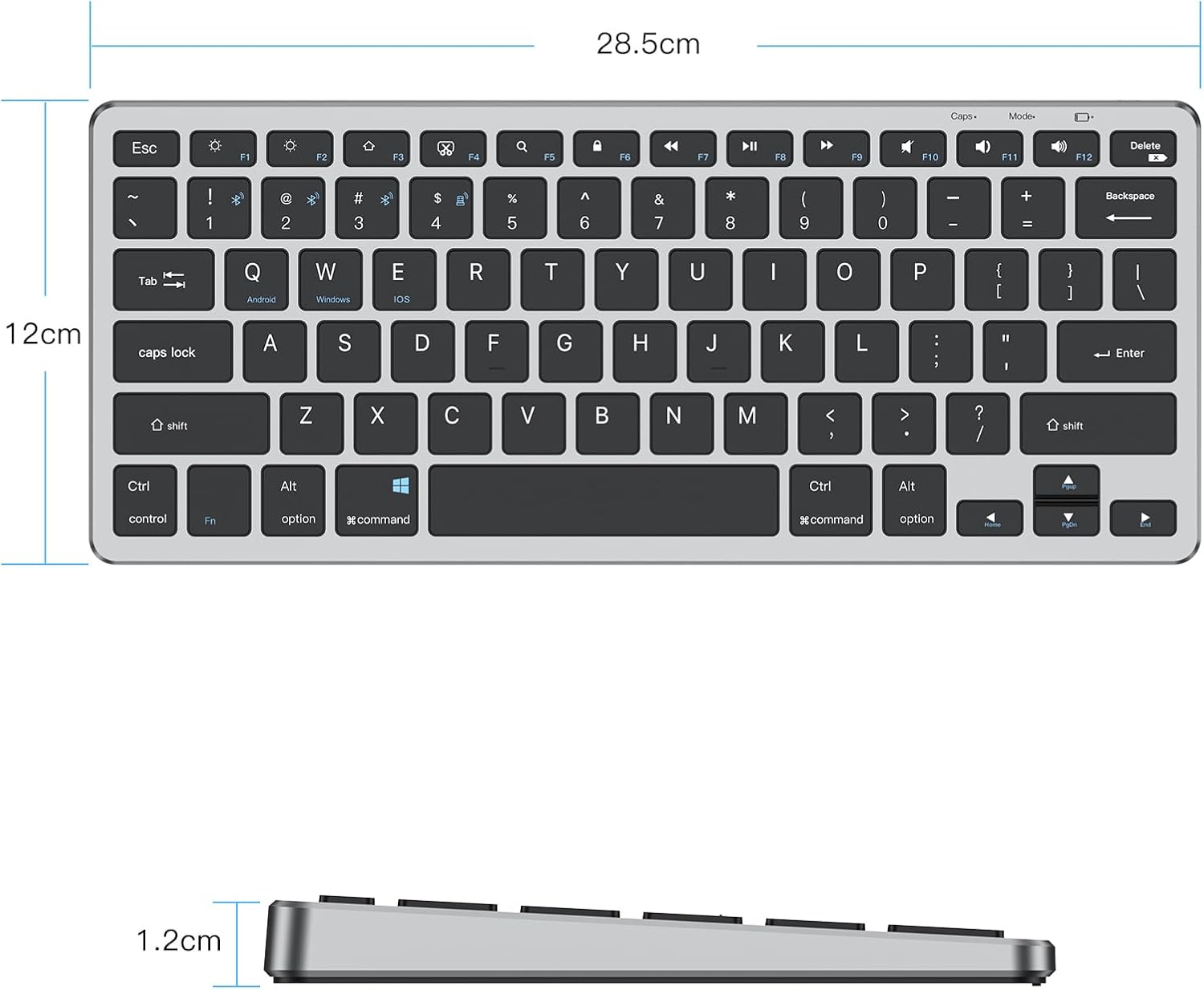 XIWMIX Multi-Device Bluetooth & 2.4G Wireless Keyboard,Switch up to 4 Devices,Dual-Mode Portable Universal Rechargeable Keyboard for iPad/Tablets/iPhone/Laptop/PC and More iOS Android Windows gun black image 7 of 7 B0DQCS7YL7