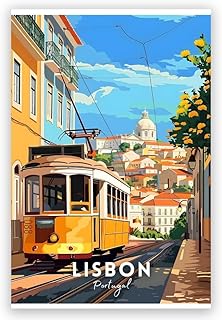 Portugal Travel Poster Portugal Lisbon Print Lisbon Print Wall Art Travel Poster Cityscape Canvas Print Vintage Travel Wall Art Living Room Wall Decoration 24x36inch Unframed