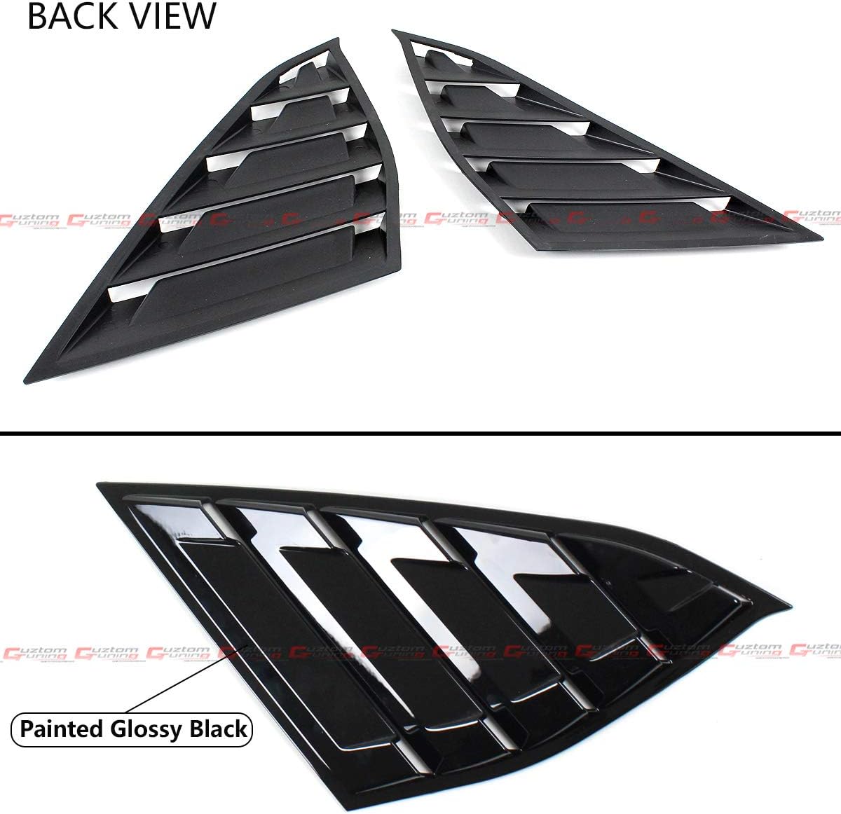 Cuztom Tuning Gloss Black JDM Style 1/4 Quarter Panel Rear Side Window Louver Vent Shade Compatible with 2018-2021 Honda Accord Model