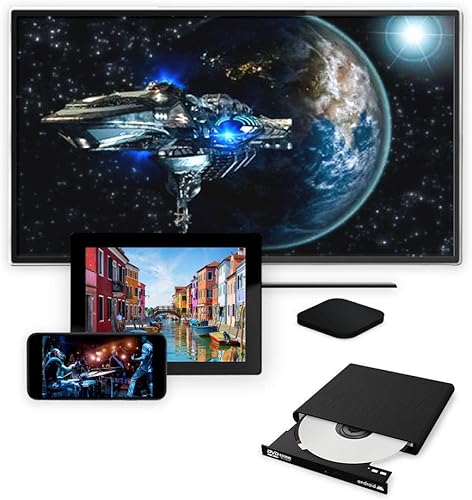 Miniatura 4 de Unidad externa de CD y DVD compatible con Android TV, smartphone, tableta y proyector | Aplicación gratuita para Android disponible | Compatible con