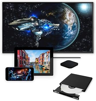 archgon External CD DVD Drive Support Android TV, Smartphone, Tablet and Projector | Free Android APP Available | Windows 10 and Mac Compatible | Model Stream Mini Pro
