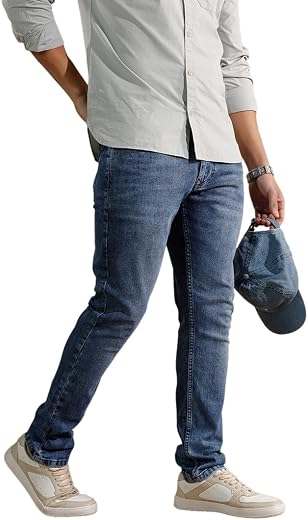 WROGN Men's Cotton Stretch Jeans | Mid Rise | Slim Fit