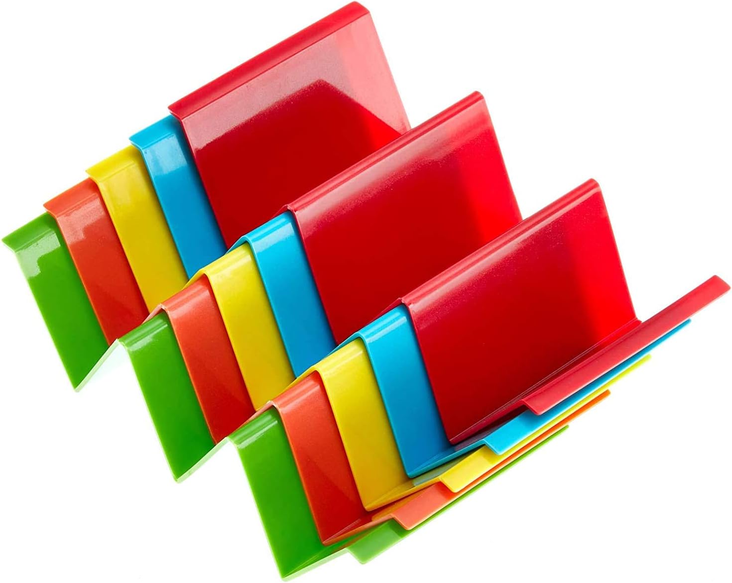 Cooler Kitchen Rainbow Plastic Taco Holder Stand Set - Multicolor Rainbow Set Of 5 Plastic Taco Holders - Taco Serving Platter