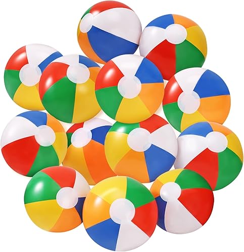Paquete de 13 bolas de playa inflables de 12 pulgadas, bola de playa, globos de fiesta para niños y adultos, pelota inflable para patio, pelotas de