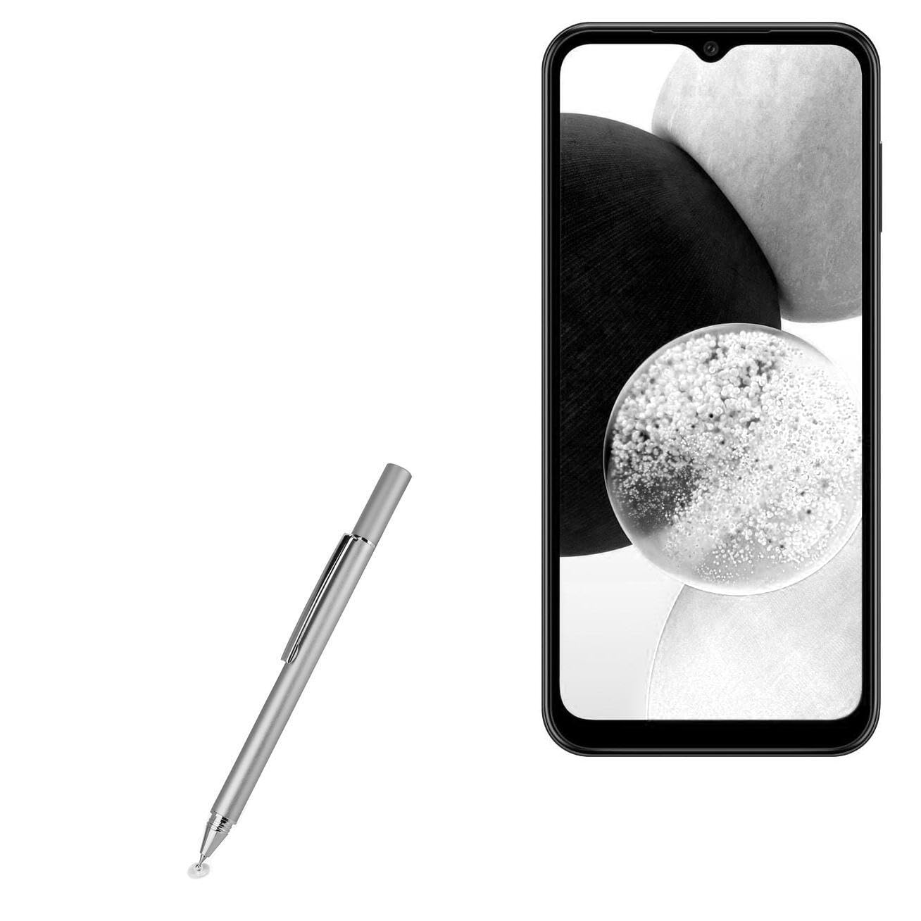 BoxWave Stylus Pen Compatible with Samsung Galaxy A14 5G - FineTouch Capacitive Stylus, Super Precise Stylus Pen - Metallic Silver