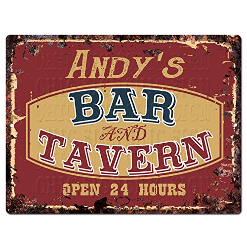 ANDY'S BAR and TAVERN Custom Personalized Chic Sign coaster Mugs Rustic Vintage Style Retro Kitchen Bar Pub Coffee Shop Home Store Man cave Decor Mother's Father's Day Christmas Gift Ideas