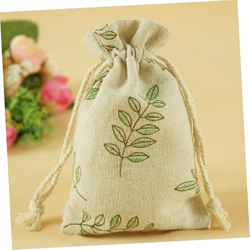 Miniatura 6 de Healifty 60 bolsas de yute con cordón de regalo, bolsas de regalo de arpillera, bolsas de regalo con cordón, bolsa de lino de flores, bolsas de