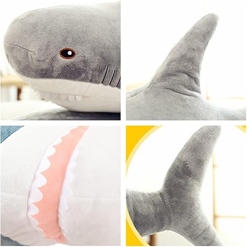 Miniatura 8 de OPHRBU Peluche de tiburón de peluche, almohada de felpa de tiburón gigante, juguete suave de felpa grande para decoración del hogar, regalo para