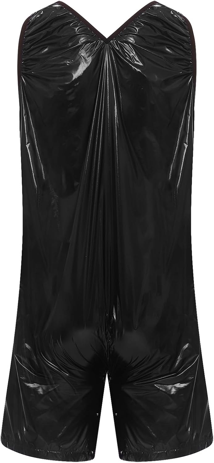 Jelory Men Incontinence Bodysuit Reusable Plastic Panites Button Up Crotch Rompers over Diapers One Piece Leotard