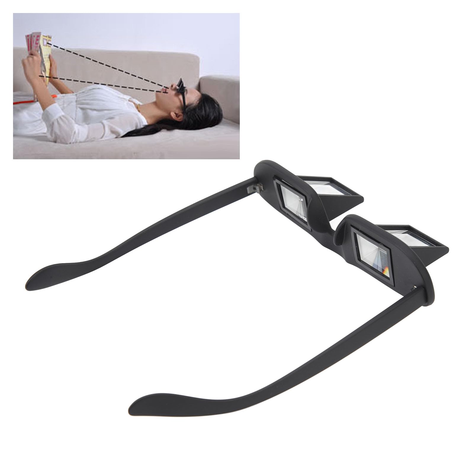Gernie Lunettes Paresseuses à Prisme de Lit, Mirroirs Horizontaux, Prisme 90 Degrés, Lunettes Allongées pour Lecture et Télévision au Lit