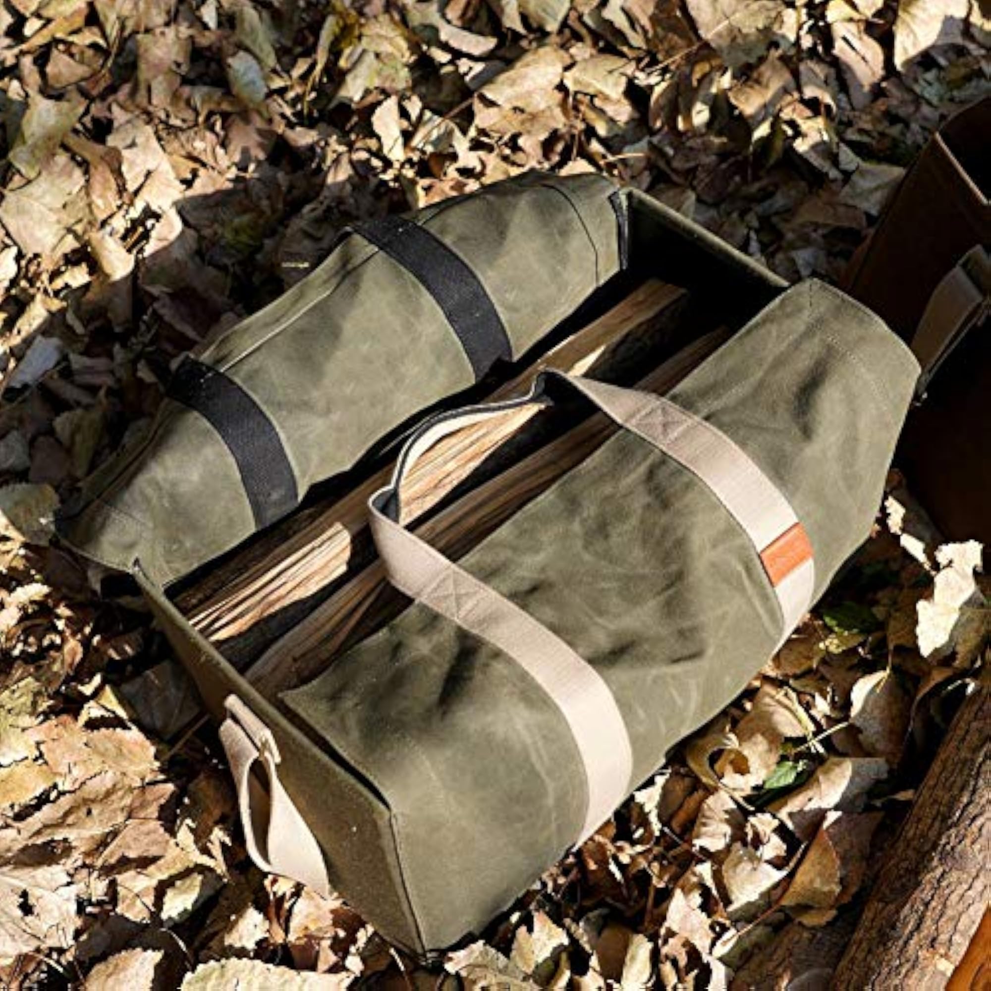 22oz Waxed Canvas Firewood Carrier Tote