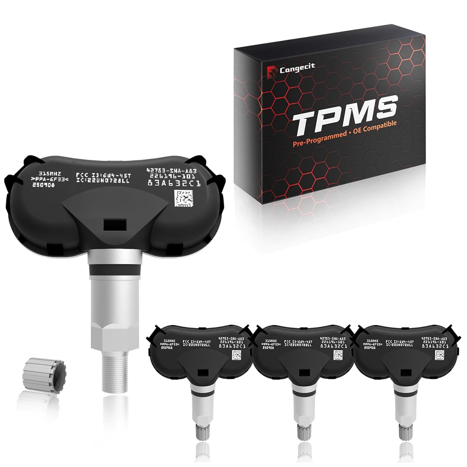 315Mhz TPMS,Pre-Programmed Tire Pressure Sensor Fit for Honda Civic(2005-2014),Odyssey(2011-2020),Fit(2009-2014),Element(2009-2011),Insight(2009-2022)(4PCS)