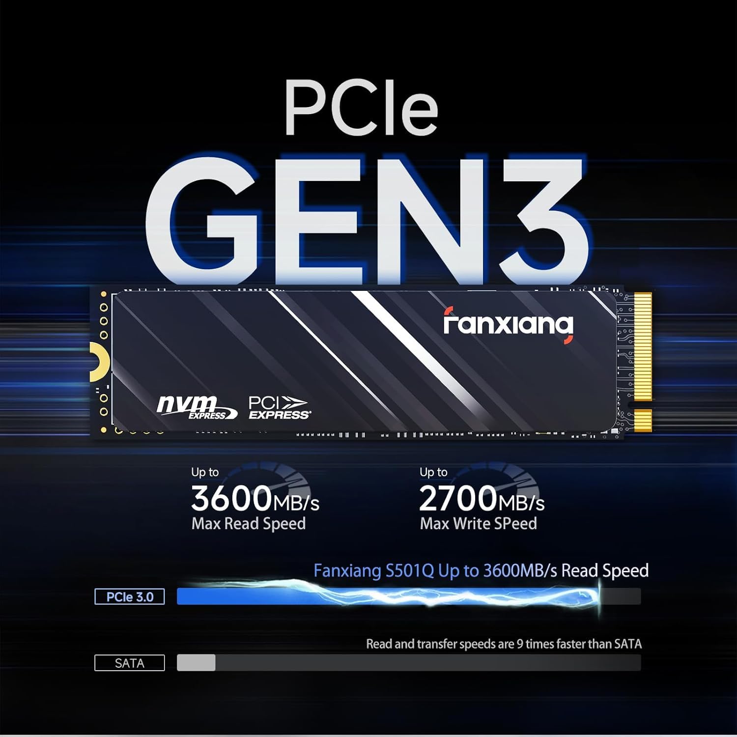 fanxiang SSD 4TB NVMe M.2 2280 PCIe Gen3X4 - do 3200 MB/s - wewnętrzny dysk SSD SSD kompatybilny z notebookami i komputerami stacjonarnymi - S501Q