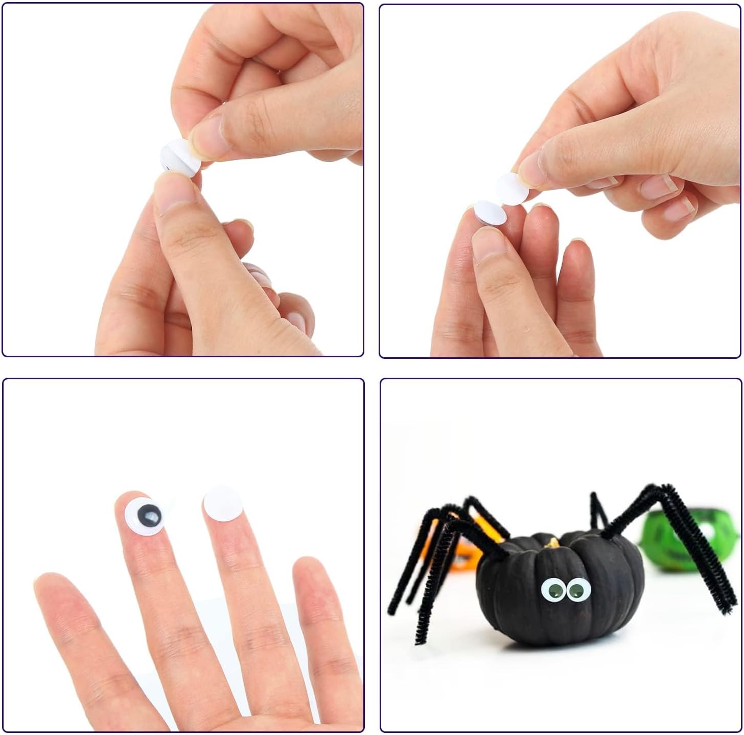 Decora 1000 Pieces 8mm Round Wiggly Googly Eyes with Self-Adhesive for Scrapbooking and Crafts