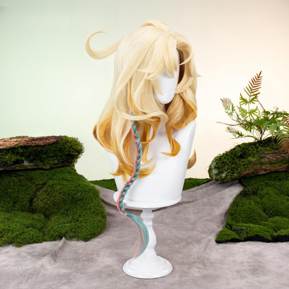 Game Cosplay Wig Ombre Light Yellow Hair Wig Long Wavy Wigs with Bang Heat Resistant Cosplay Show Wigs for Halloween