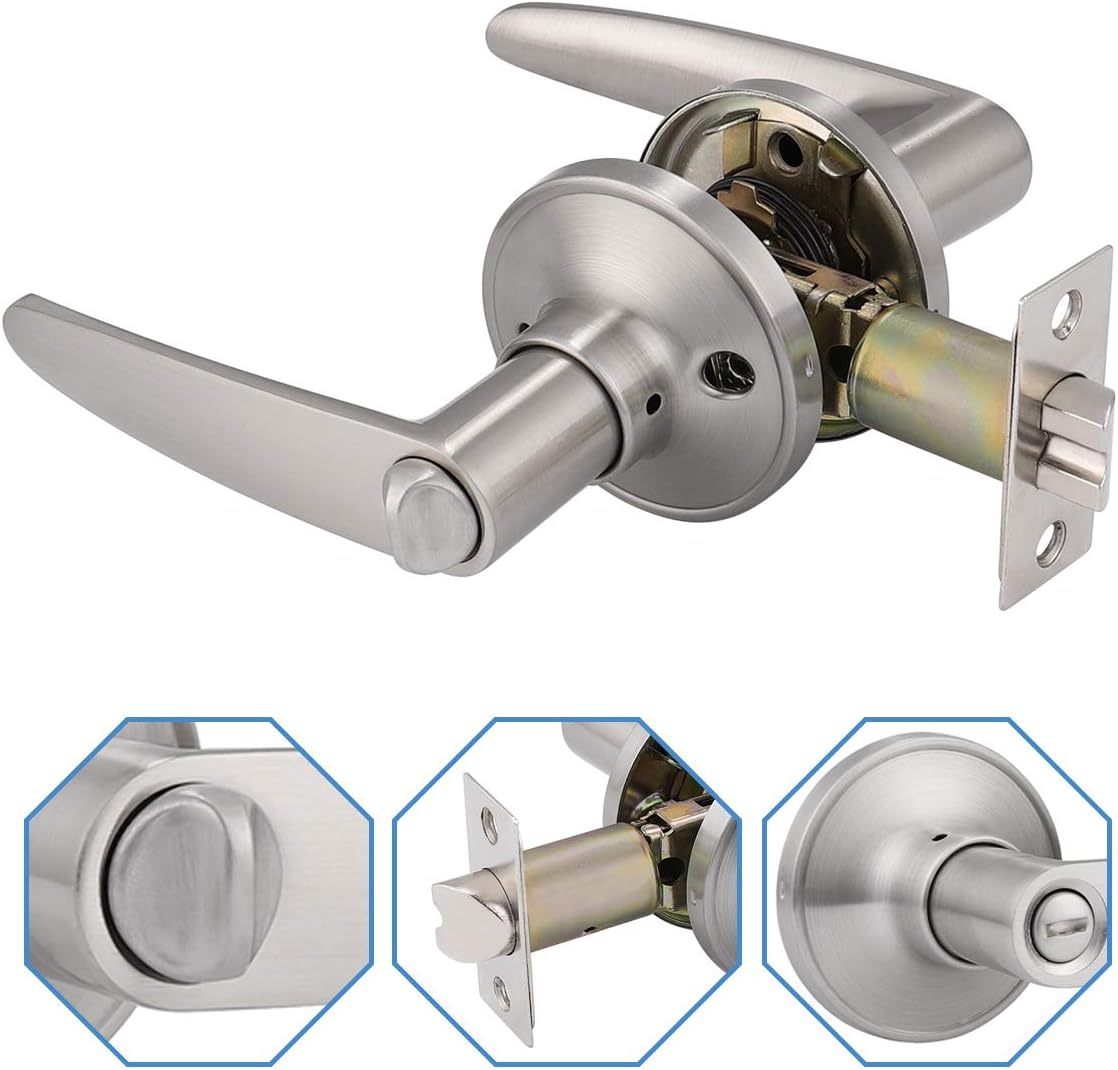 Bеѕt Dеаl Gobrico 5 Pack Door Knobs Interior Brushed Nickel Door Handles Privacy Locksets Keyless Interior Door Levers Hardware for Bath and Bedroom, Satin Nickel Door Knobs Round Rosette Exсluѕіvе Sресіаl Gobrico 5 Pack Door Knobs Interior Brushed Nickel Door Handles Privacy Locksets Keyless Interior Door Levers Hardware for Bath and Bedroom, Satin Nickel Door Knobs Round Rosette