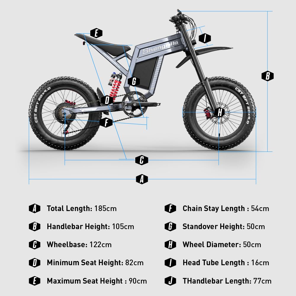 Shengmilo E Bike,S900 Bici Elettrica,20×3.0 Fat Tire bici elettrica uomo,freni idraulici anteriori e posteriori,60V 30Ah E-bike Off-roade Cambio 7 Velocità e Sospensione Completa