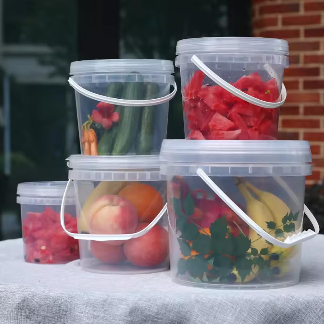 Smart Pack® Cubo con tapa 5 l (x10) | 5 litros | Cubo de plástico | Cubo con tapa para alimentos | hermético | Cubo de pintura vacío | catering | Embalaje de líquidos (10 x 5,5 l)