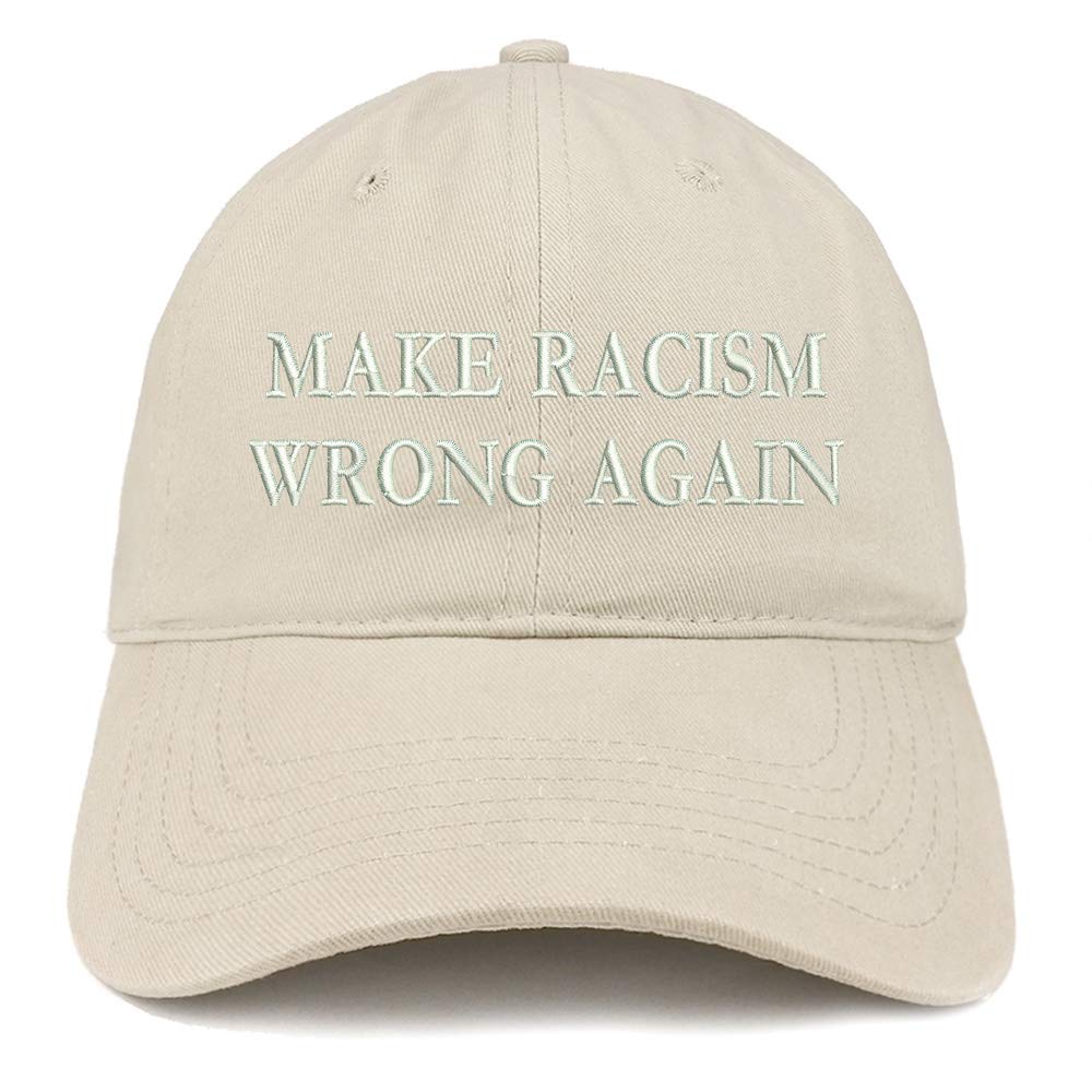 Trendy Apparel Shop Make Racism Wrong Again Embroidered Soft Crown 100% Brushed Cotton Cap