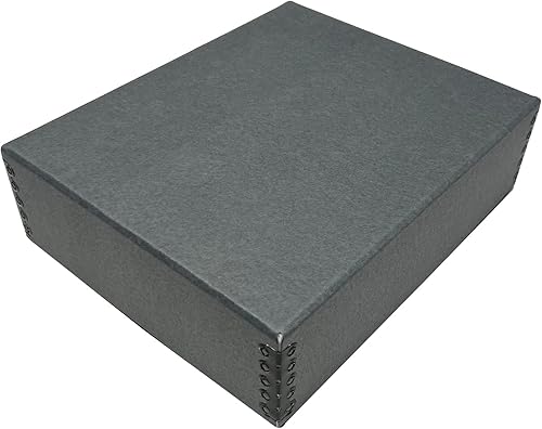 Vista 216 de Lineco, Caja de almacenamiento de archivos de museo de color tostado de 9 x 12 pulgadas, diseño frontal caído. Sin ácidos con borde de metal.