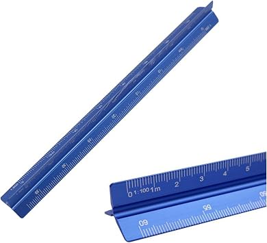 Scale Ruler, Metal Scale Ruler 2 Packs, Aluminium Architectural Scale Rule for Cutting for Architects, Draftsman and Students,Blue,30CM