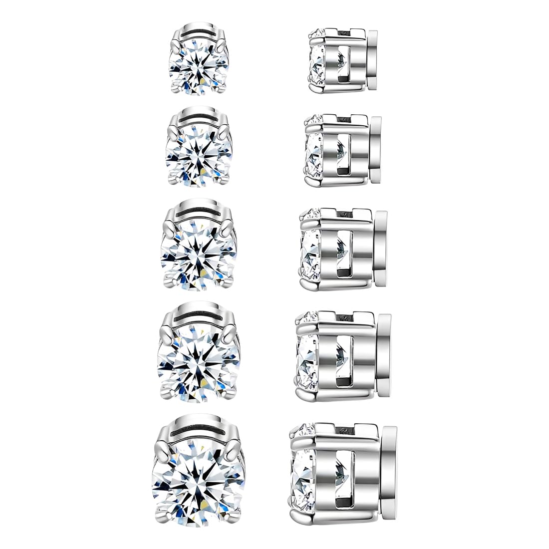 5 Paia Orecchini Magnetici,Orecchini Magnetici Uomo Donna,Clip Auricolari Finti Uomo,Orecchino Magnetico In Acciaio Inossidabile Non-Piercing Calamita Finti Orecchino Set 4/5/6/7/8mm