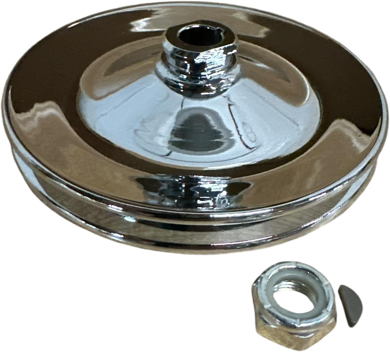 Oasis Automotive Starter And Import Suppliers GM Chrome Single Groove Power Steering Pump Pulley Key Way SBC BBC Chevy 350 454 (21-5485) (Chrome, Single)