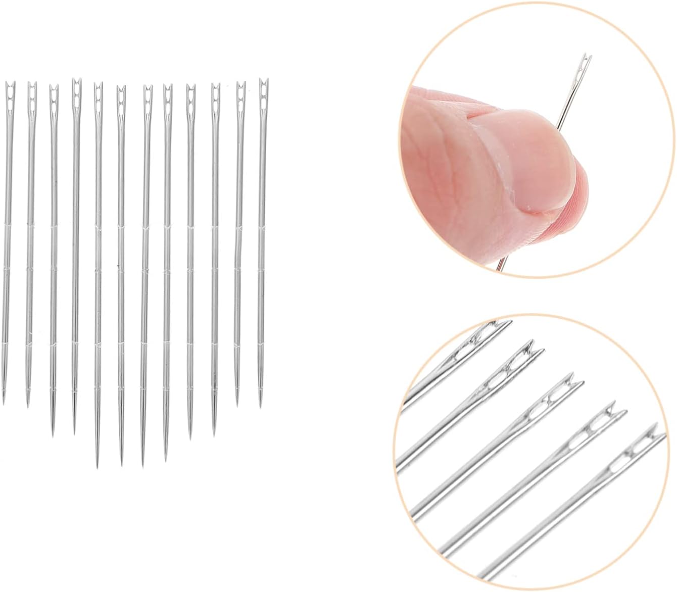 BATHVEVE 120PCS Blind Sewing Needles for Hand Stitching Craft Projects and Embroidery Easy Threading Design Silver Home Use and Repair