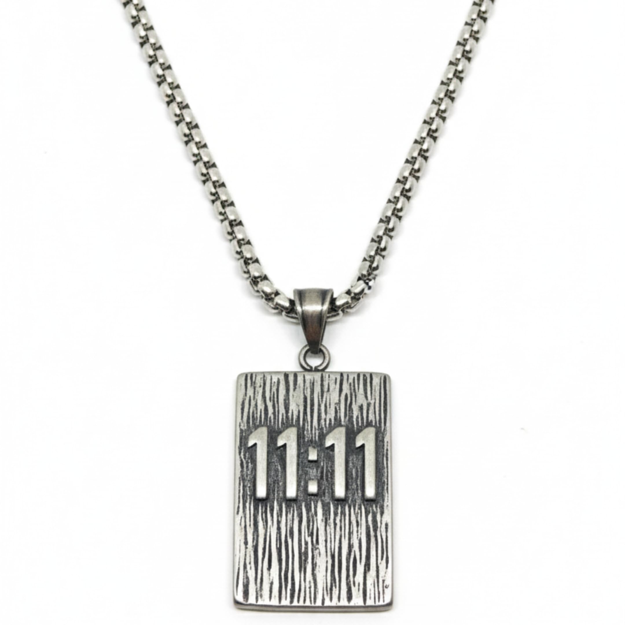 the men thing MANIFESTATION 11:11-24mm Pure Titanium Steel Pendant with 24inch Round Box 5mm Chain for Men & Boys-picture-45
