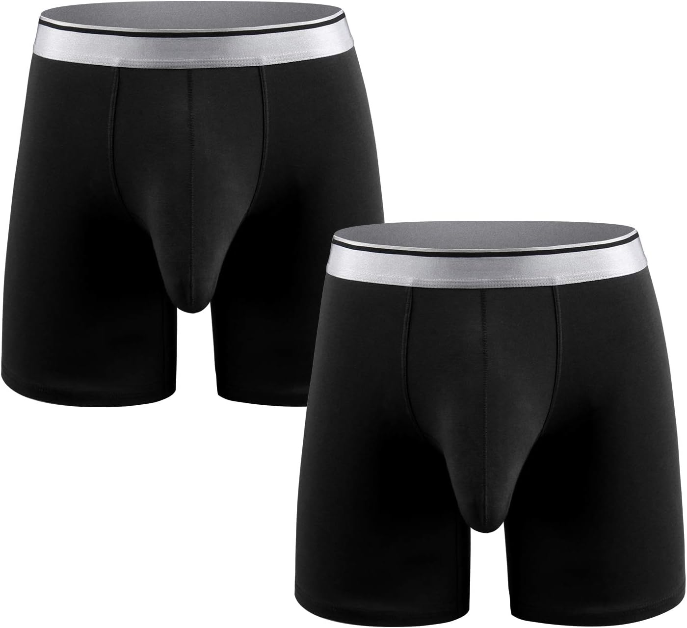 Men's Underwear Cotton Boxer Briefs Long Leg Boxer Brief Shorts No Ride Up Boxers with Separate Pouch