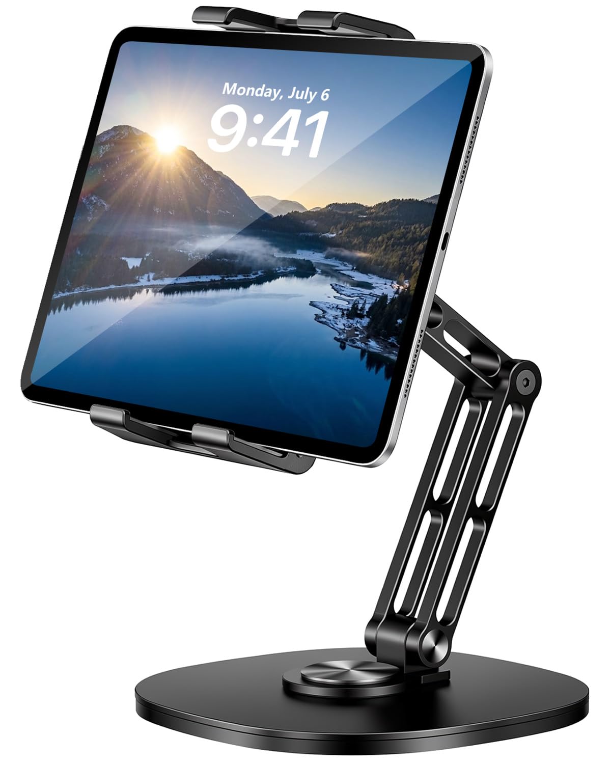 OHLPRO Supporto da scrivania regolabile per iPad, base girevole a 360°, supporto pieghevole per tablet, in alluminio resistente, per dispositivi da 4,7-15,6", iPad Pro/Air/Mini, Galaxy Tab, telefoni