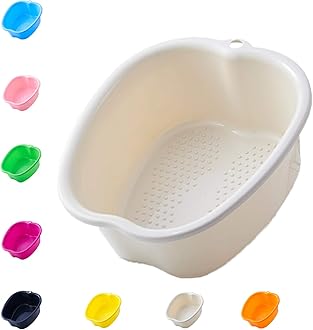 Large Foot Bath Spa Bowl Plastic Pedicure Bowl Massage Foot Tub,for Pedicure, Detox and Massage, Perfect to Soak Your Feet, Toe Nails and Ankles,Can be Soaked to Remove Dead Skin and Calluses (Cream)