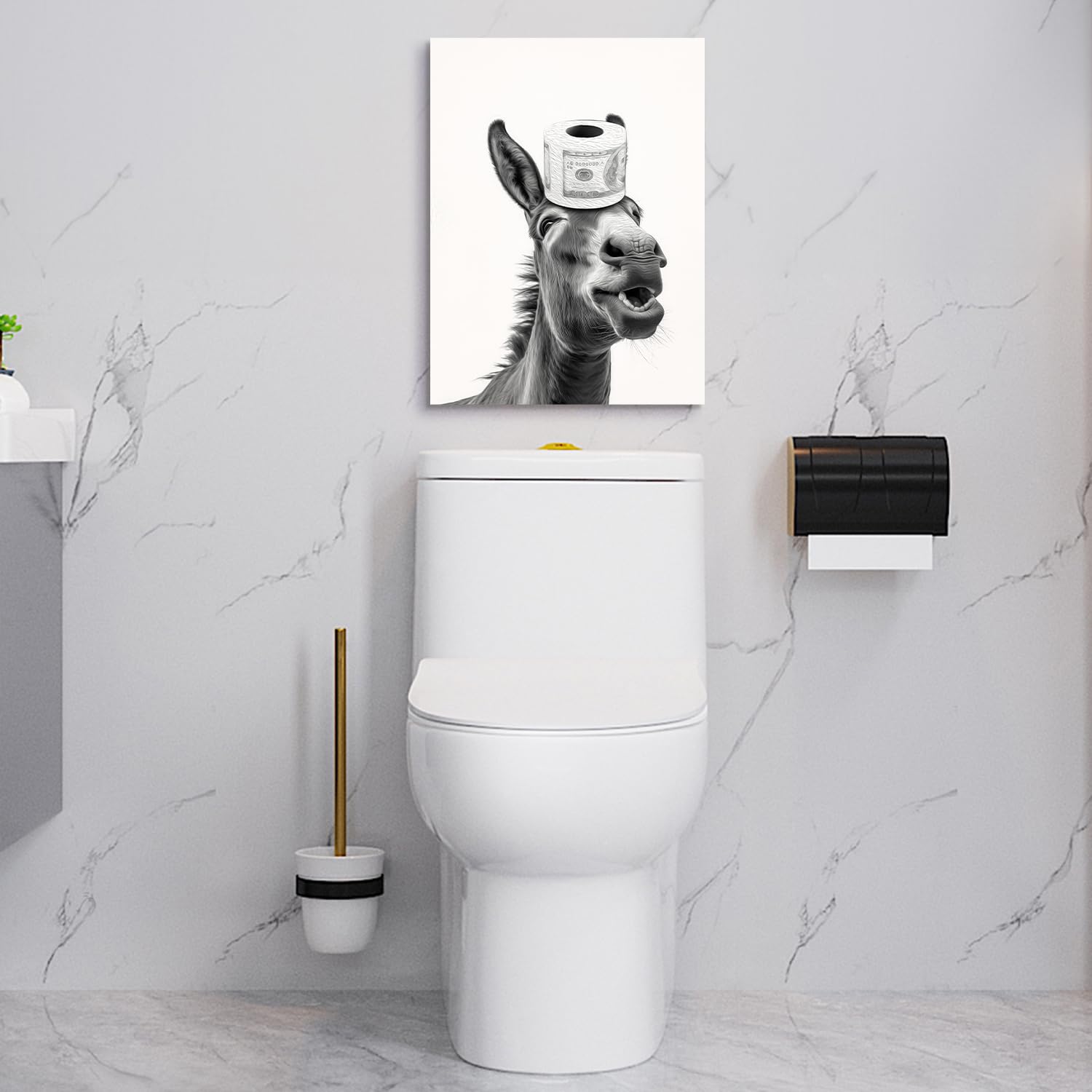 UUENPIH Lustiges Badezimmer-Poster „Möwe & Toilettenpapier“ – 40,6x61 Cm, Leinwanddruck